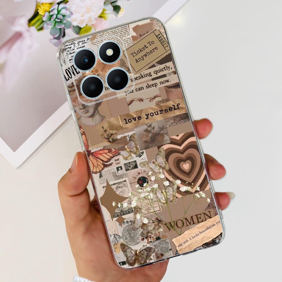 For Honor X6a Phone Case HonorX6a X 6A 4G WDY-LX1 Cute Butterfly Flower Painted Soft Silicone TPU Back Cover Bumper