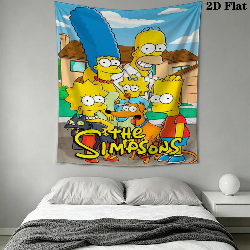 Simpsons Family Wall Tapestry Aesthetic Wall Hanging Printed Fabric Blanket Decorative Tapestries for Bedroom Living Room Home Decor