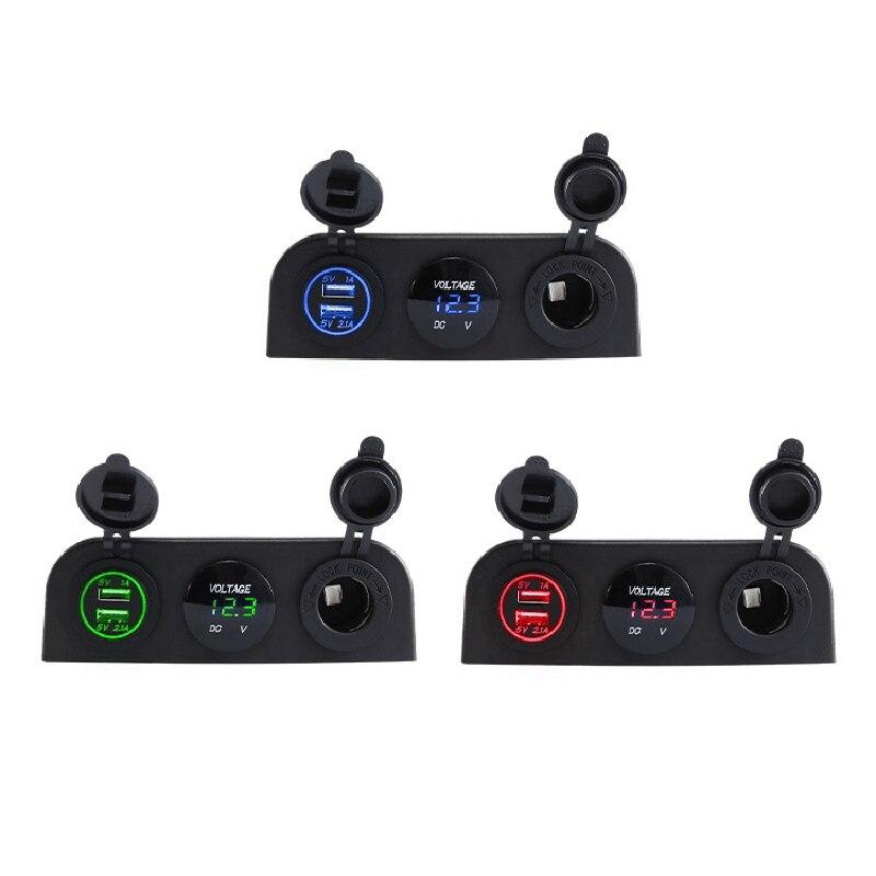 3 в 1 основание палатки Dual USB автомобильное зарядное устройство розетка светодиодный цифровой вольтметр розетка для грузового автомобиля морской пехоты