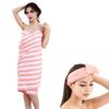 Glow Wrap Towel with Straps Adjustable Halter Bath Towel Open Back Long Ultra-Absorbent Bathrobe Coral Velvet Wearable Spa Towel