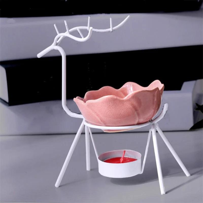 Подсвечник для чайной свечи из нержавеющей стали в виде оленя, подставка для благовоний, держатель для свечи, аромалампа, украшение для гостиной