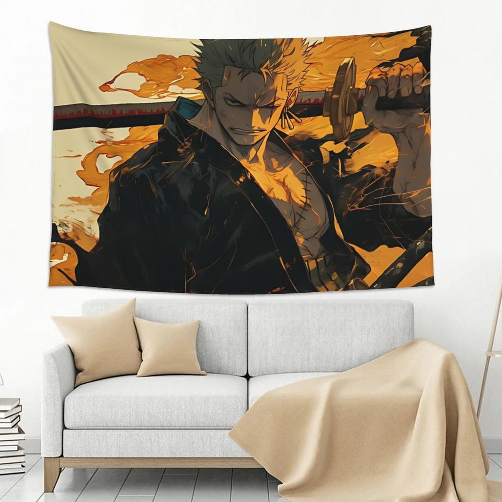 Cutecore Anime One Pieces Tapestry Bedroom Decoration Zoro Wall Hanging Blanket Tapestry Cool Stuff For Room