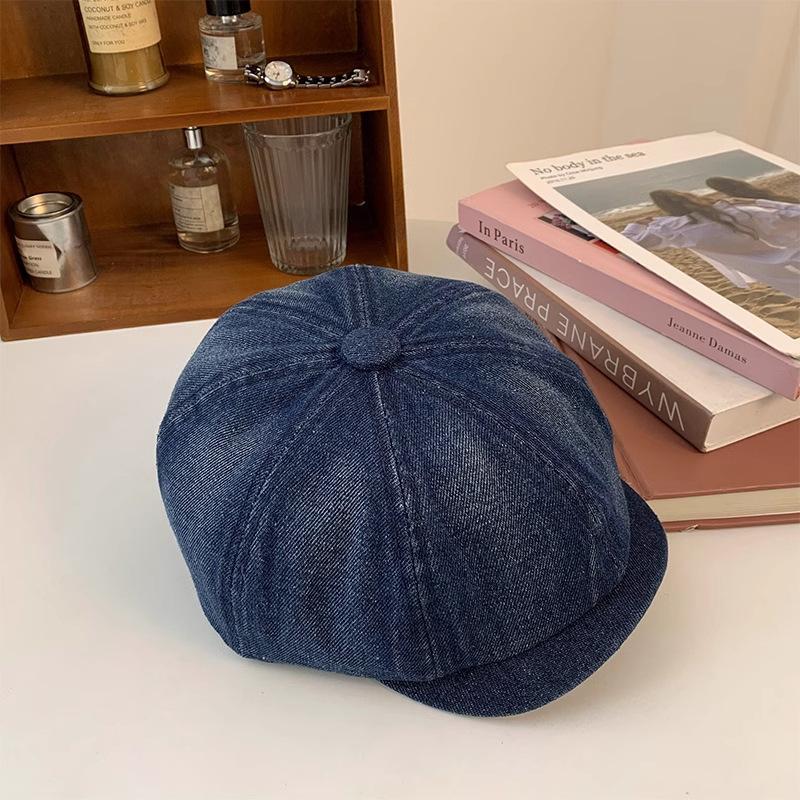 Japanese Literary And Artistic Beret Retro Denim Star Anise Painter Hat Women'S Versatile Fashion Duck Tongue Forward Hat Hat