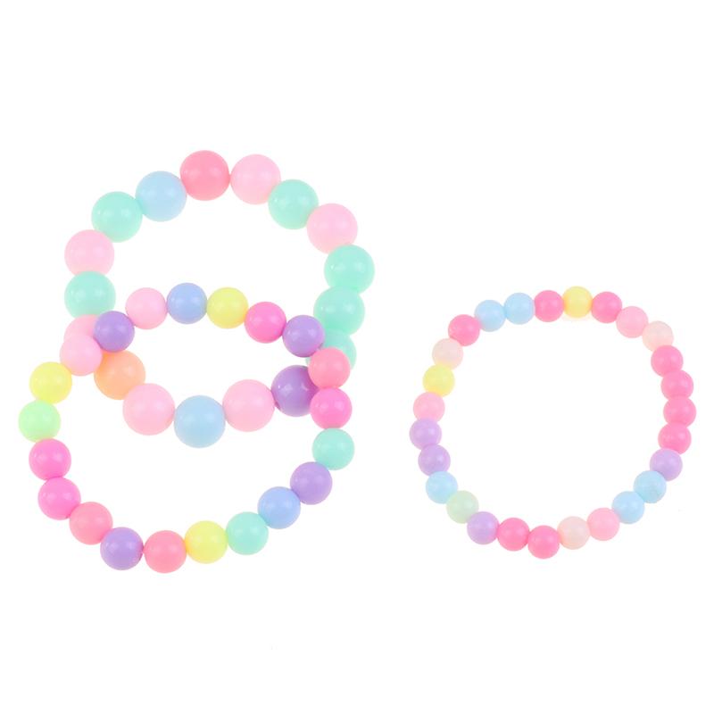 10 шт., детский браслет с подвесками для девочек, детские разноцветные эластичные браслеты из жемчуга и бусин