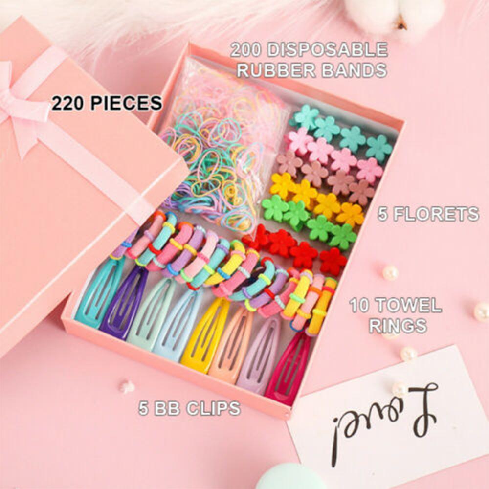 220PCS/Set With OPP Bag Girls Kids Hairpin Hair Clip Gifts Accessories Hair Rope
