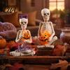 Embracing Pumpkin Skeleton Statue 2Pcs/Set Couple Statues, with Figurines, Men Funny Gifts Women Ornaments for Halloween Table Mantel Shelf Decoration