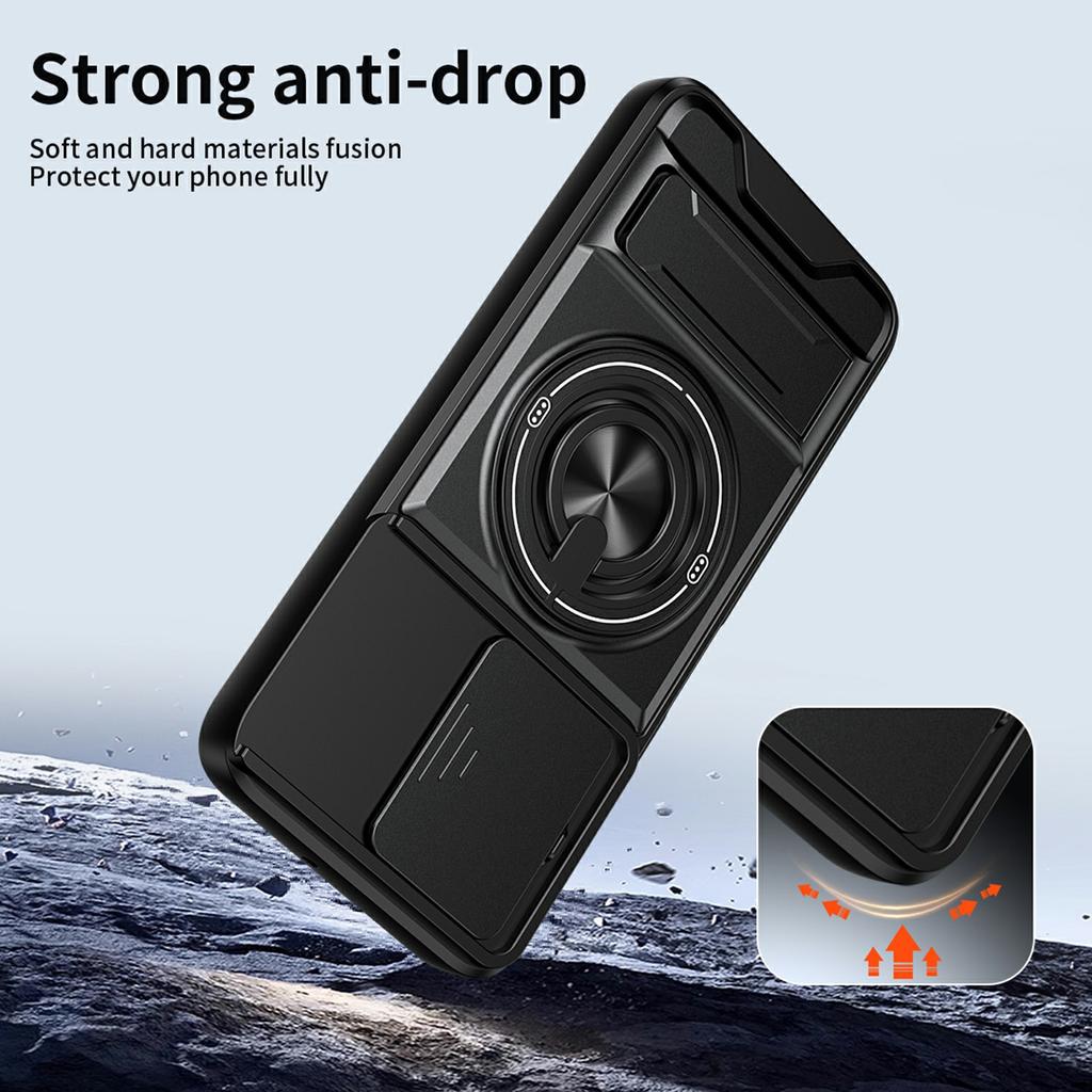 Magnetic Case For Honor X6c 4G / X5b / X5b Plus Ring Holder Foldable Kickstand TPU PC Phone Cover with Camera Lens Slider
