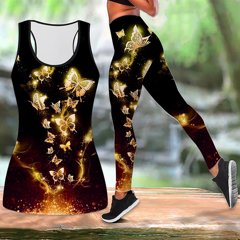 Светящийся принт бабочки йога костюм для женщин модные леггинсы для тренировок фитнес спортивные повседневные штаны для йоги