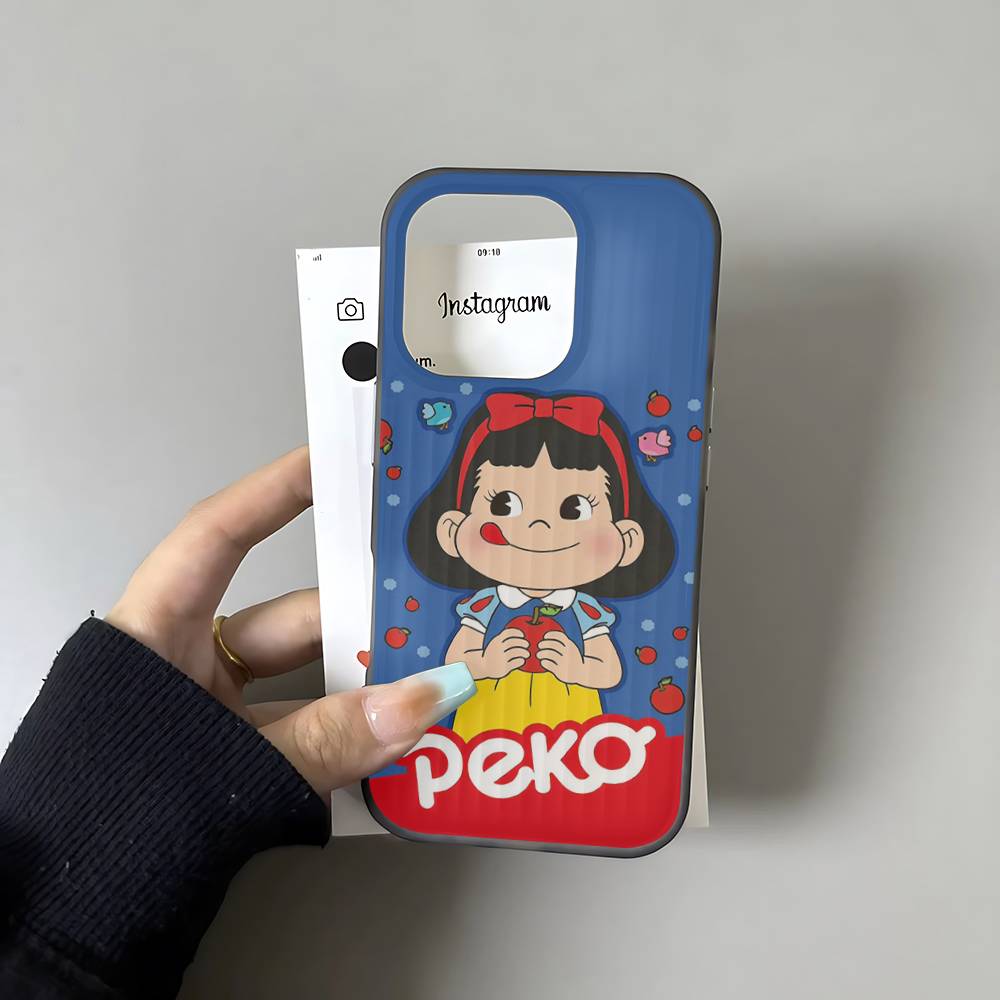 Fujiya Milky Peko Chan For IPhone 16 15 14 13 12 11 17 Pro Max Plus Wave Corrugated Phone Case Anti Drop Cover