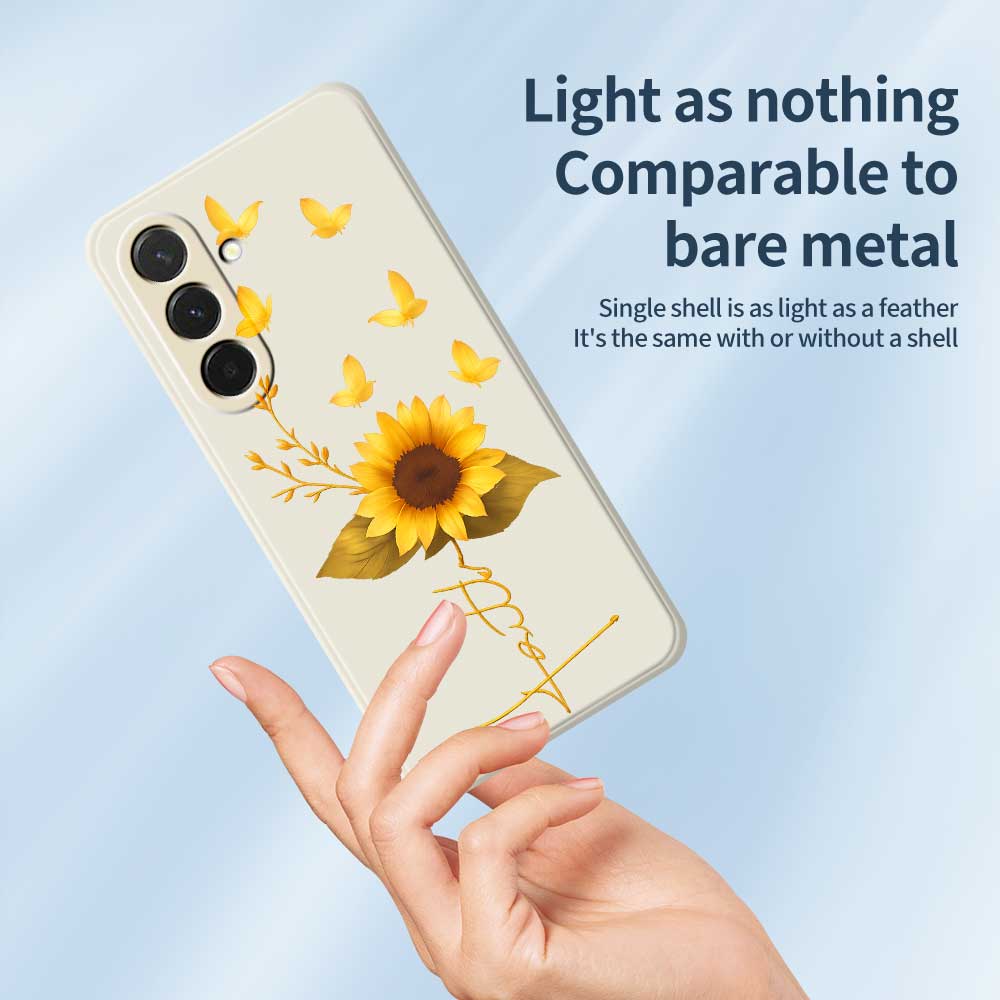 For Samsung Galaxy A36 5G Case Golden Butterfly Sunflower Pattern Printing Straight Edge TPU Phone Back Cover