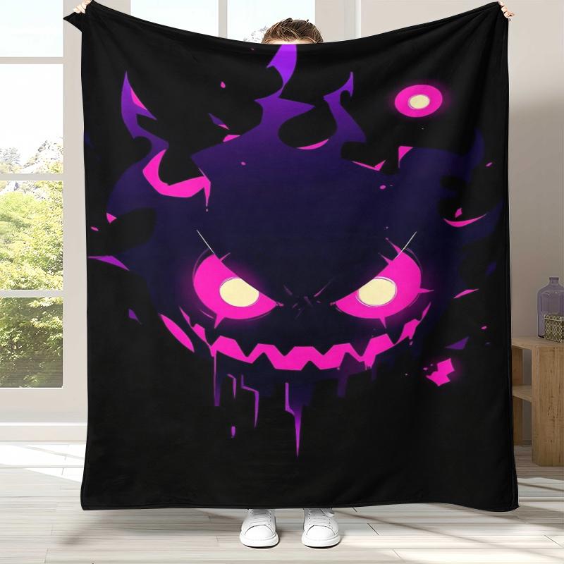 Gengar Pokemon Cartoon Ectoplasma Flannel Blanket,Ultra Soft Warm Plush Throw for Home Bedroom Bed Sofa Cover Picnic gift