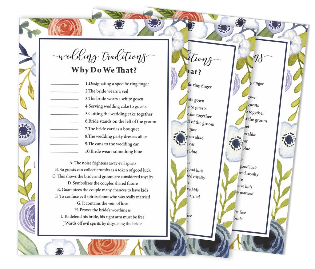 Inkdotpot 50A FloralA BingoA GameA CardsA For Bridal Wedding Shower Bachelorette Party Bulk Blank Square Fill In Gift