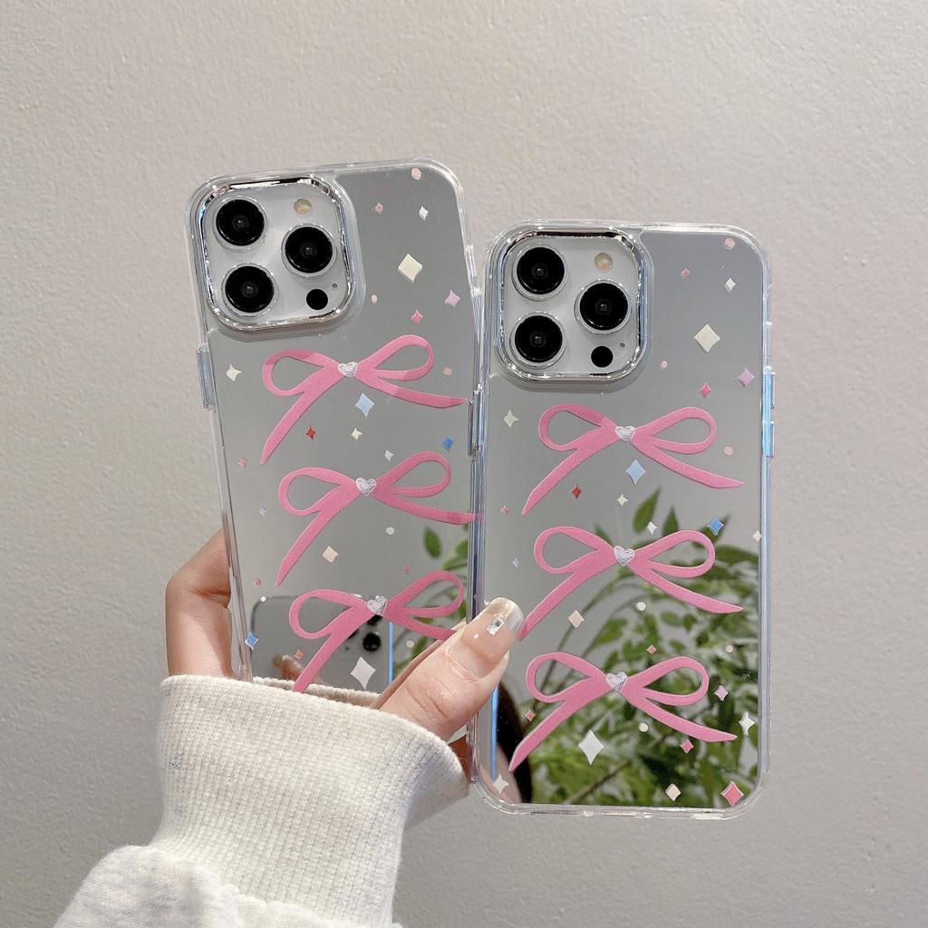 Три Банта Подходят для Чехла Мобильного Телефона Apple 16PROMAX Акриловое Зеркало Защитный Чехол для iPhone 15 14xr