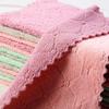 Двухцветные двусторонние кухонные салфетки - Утолщенный коралловый флис, Впитывающие влагу и отталкивающие масло тряпки для посуды