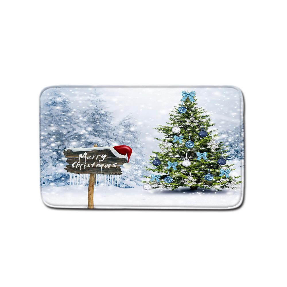 Christmas Shower Curtain Floor Mat Combination Four-Piece Set Bathroom Toilet Carpet Shower Room Mat Foot Mat