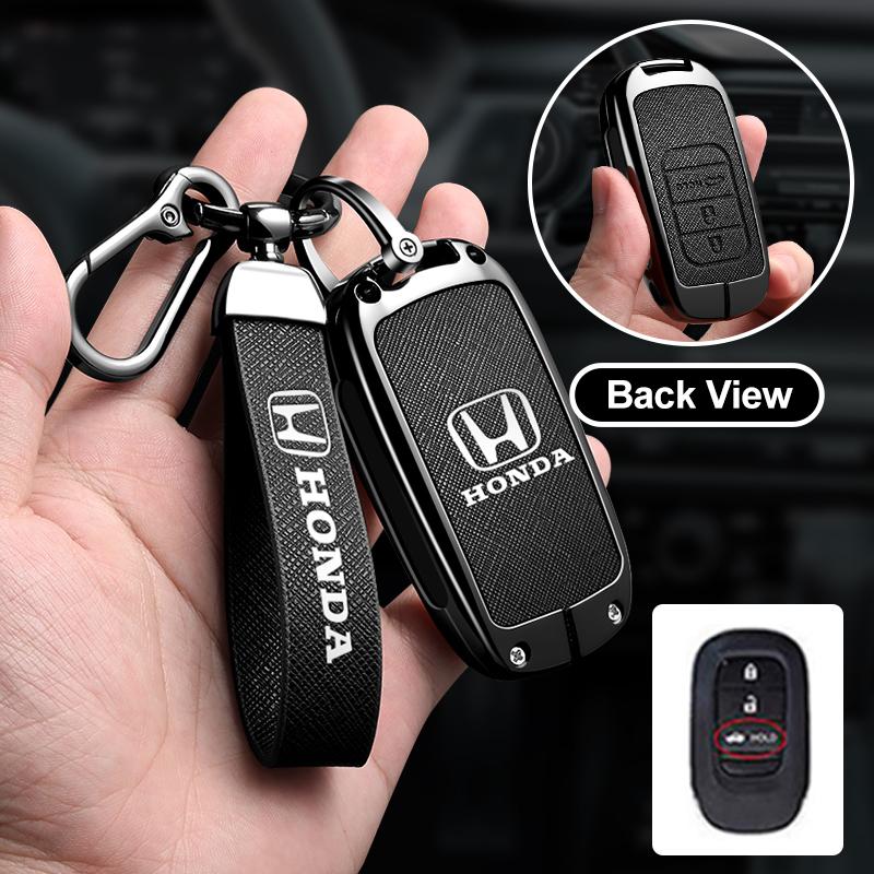 JRBX4 Leather Car Remote Key Case Cover Protector Key 2/3/4 Buttons Shell Fob Keychain For Honda Civic Accord HR-V CR-V CRV 2022 2023
