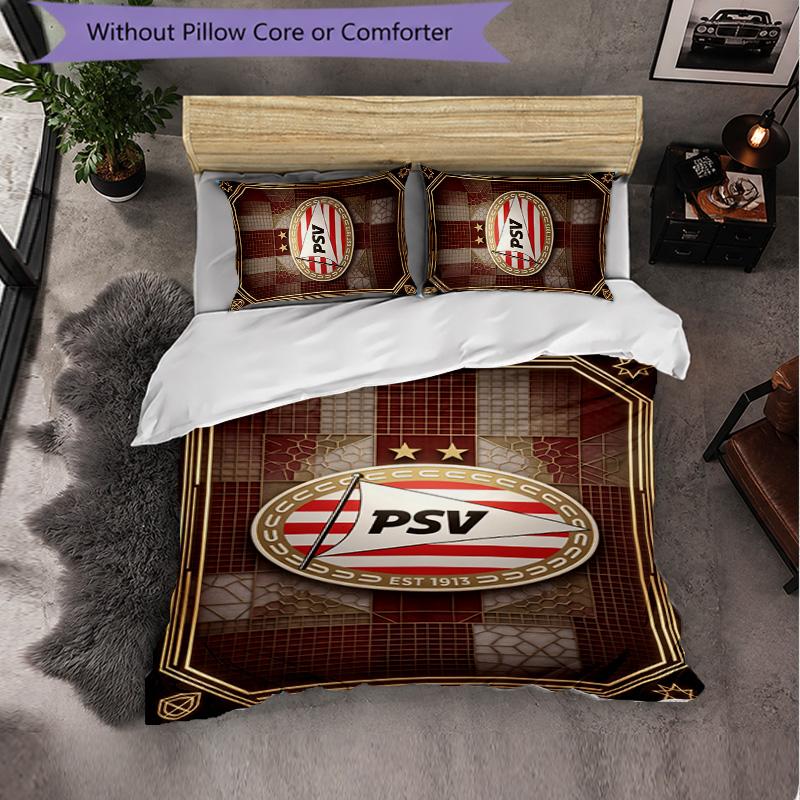 PSV Eindhoven FC Themed Bedding 3Pcs Duvet Cover Set Decorative Bed Linen For Teen Room Home Decoration