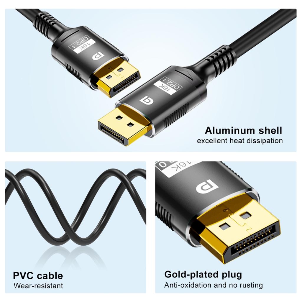 16K DisplayPort кабель 2.1 8K DP 2.1 DP Видео кабель 80gbps DP to DP 16K@30Hz 8K@60Hz 120Hz 4K для HDTV приставок игровых мониторов Gr