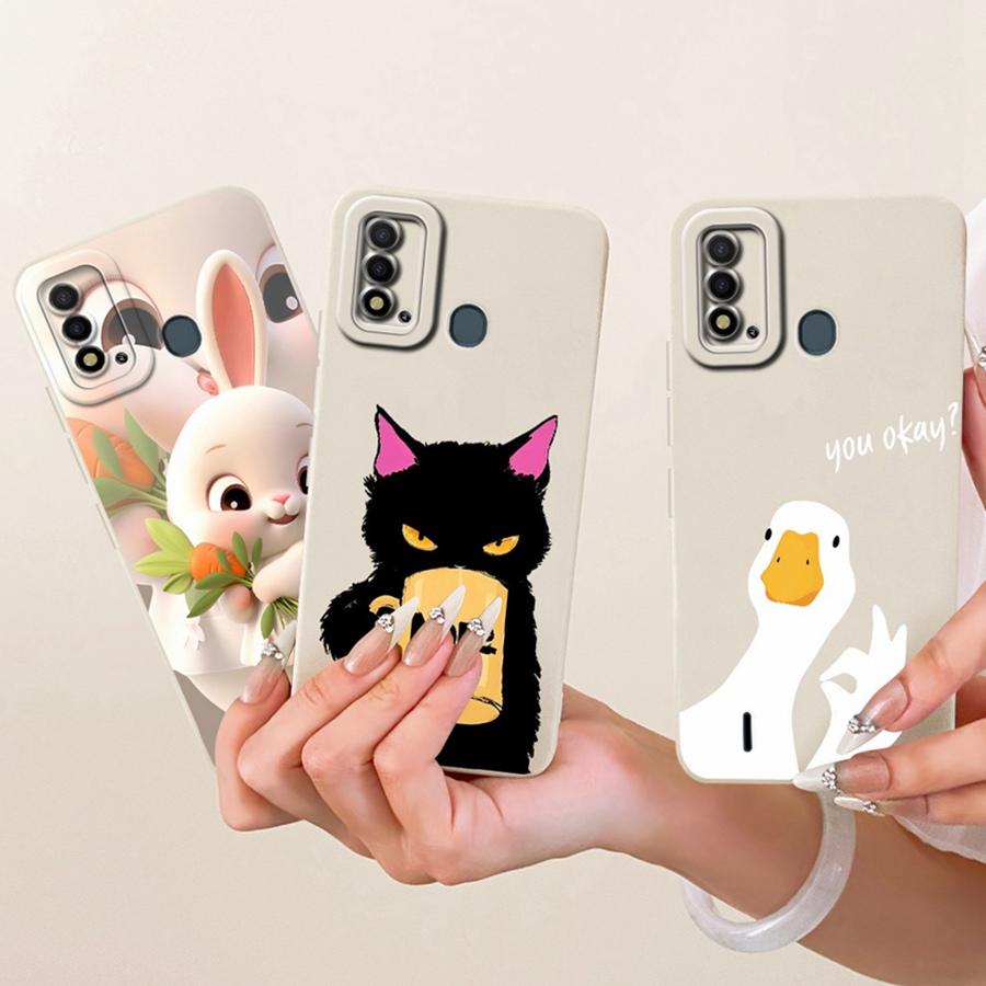 For Itel P37 Pro Vision 2Plus Phone Case Cute Rabbit Liquid Soft Silicone Bumber Shell For Itelp37 Capa Vision2s Back Cover