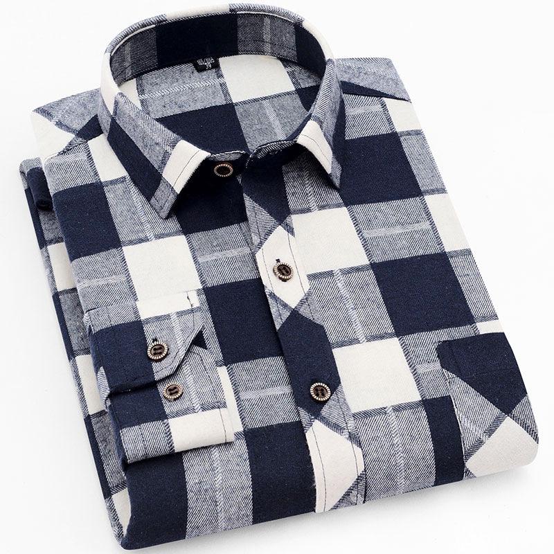 Мужская фланелевая рубашка в клетку большого размера с длинным рукавом