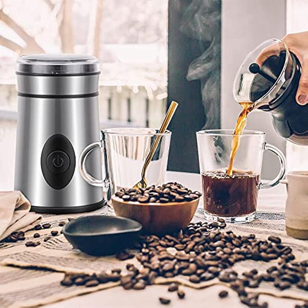 Электрическая кофемолка с лезвиями из нержавеющей стали, мельница для специй, емкость 50 г для кофейных зерен, сухофруктов, семян, 200 Вт