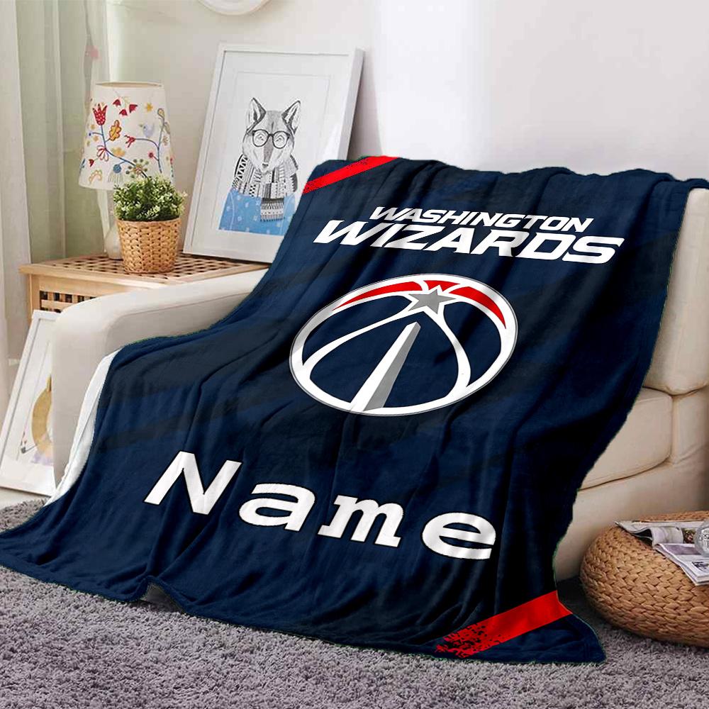 Washington Wizards Logo Four Seasons Blanket Customized With Your Name Lightweight And Warm Perfect Gift For Home Office Camping Sofa Travel Beach