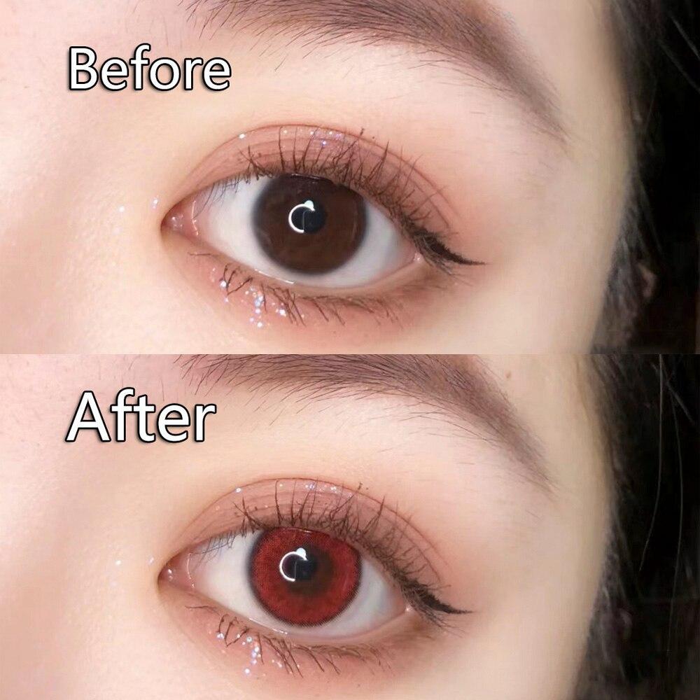 2 шт./пара красно-зеленых контактных линз Студенческая косметика Комфортные цветные контактные линзы один раз в год