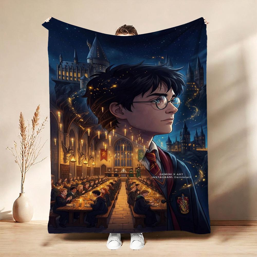 Harry'S Hogwarts Adventure Flannel Blanket Soft Comfortable Fleece Blanket For Living Room Sofa Nap Home Decor Memorial Gift