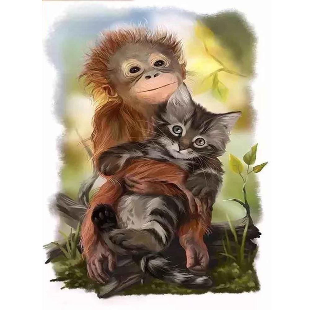 Полная квадратная/круглая алмазная живопись Горный пейзаж Горный хрусталь 5D Алмазная вышивка Тигр Олень Животное Мозаика Настенное искусство