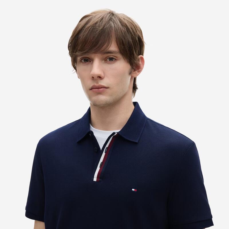 Tommy Hilfiger Мужская пике-поло с коротким рукавом и контрастной планкой