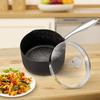MICHELANGELO Hard Anodized Saucepan with Lid, Granite Coated Non-stick Pan with Pouring Spout and Strainer Lid for Easy Pouring