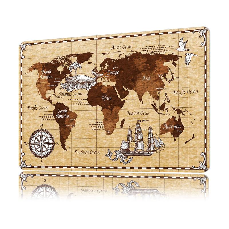 Old Map of the World Printing Poster Customized Retro Wall Art Vintage Metal Signs for Room Decoration Bedroom Custom Plate Home