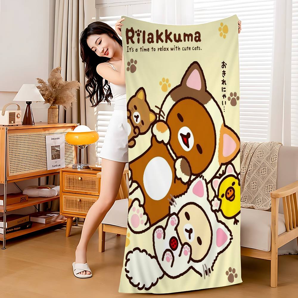 Япония Милый Мультяшный R-ilakkuma Пляжное Полотенце Цветные Банные Полотенца Для Девочки Микрофибра Быстросохнущие Индивидуальные Без Песка Пляж Йога Спортзал