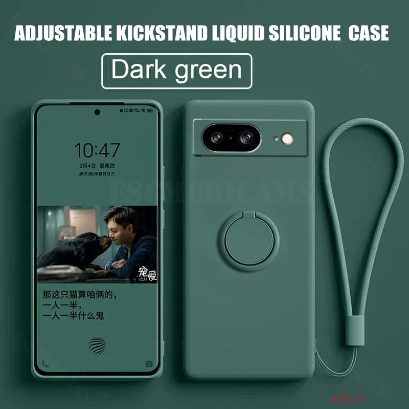 Чехол для Google Pixel 8 9 Finger Ring Stand Holder Slicone Cover для Pixel 9 Pro XL Solid Color Lens Protection Soft Phone Case