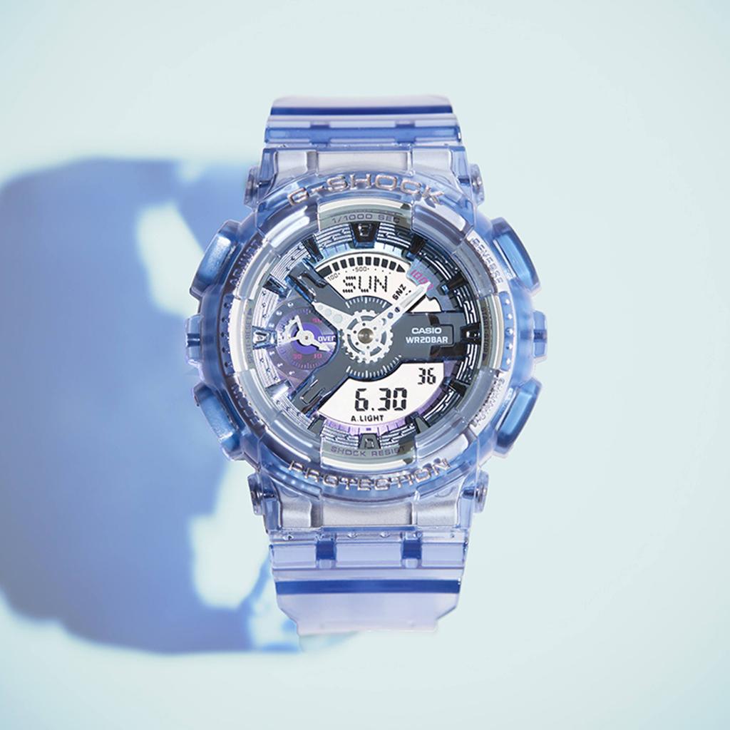 Casio Научно-фантастические часы в виртуальном стиле с кварцевым механизмом, женские, серый циферблат, GMA-S110VW-6APR