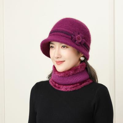 Женская зимняя шапка Плюс бархатная утолщенная шерстяная шапка Модная материнская хлопковая шапка для улицы Теплая защита ушей Вязаная шапка