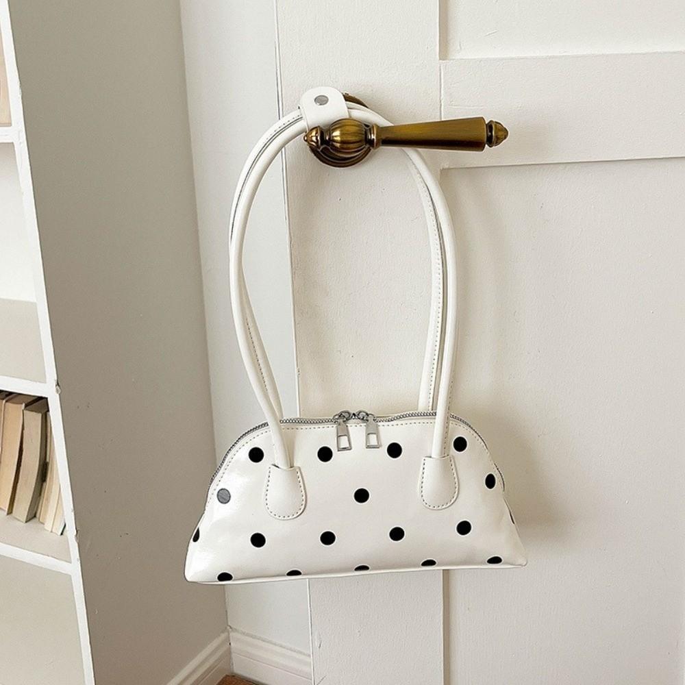 Sweet Leather Underarm Bag Lightweight Commuting Bag Cute Polka Dot Shoulder Bag Party