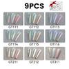 NEW YOKEFELLOW GleamTap Cushion Aurora Chrome Nail Powder Set 6pcs GT111-GT116 Mermaid Aurora Effect for Home DIY Salon Manicure