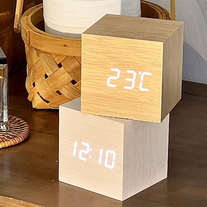 Wooden Desktop Clock LED Digital Alarm Clocks Bedside LED Alarm Clocks Electronic Clocks Office Decoration Reloj De Escritorio