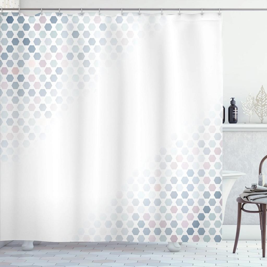 Mosaic Shower Curtain,Modern Mosaic Geometric Seamless Tiles Design Patchwork Artwork Polyester Fabric Waterproof Shower Curtain