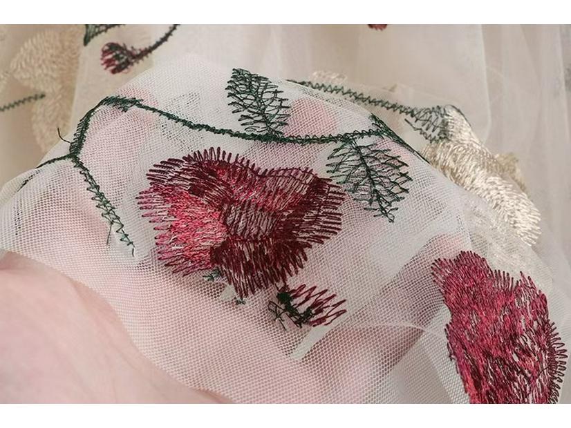 Женская французская ретро сетчатая юбка А-силуэта с цветочной вышивкой для весны/лета