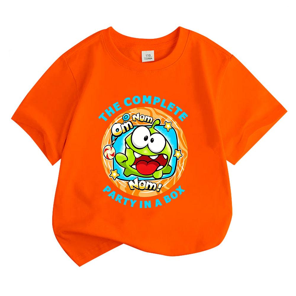 Горячая игра The Rope Om Nom Лягушка Детская Мультяшная Футболка Хлопок Детская Футболка Милые Мальчики Девочки Топы Круглый Вырез Короткий Рукав Летняя Малыш