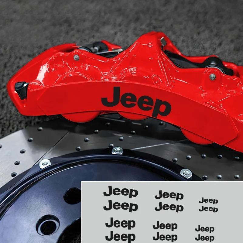 6Pcs Car Brake Caliper Sticker Decals for Jeep Renegade Wrangler JK JL Grand Cherokee Auto Wheel Rim Exterior Decor Accessories AJY1