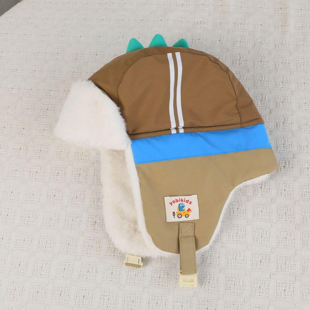 Polyester Cartoon Trapper Hat Ear Protection Kids Earflap Hat Dinosaur Winter Hat Cold Weather