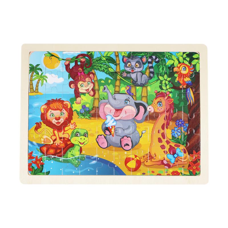 Деревянный пазл из 60 деталей с бревнами, детский мультяшный деревянный пазл с самолетом, развивающие игрушки для раннего развития ребенка