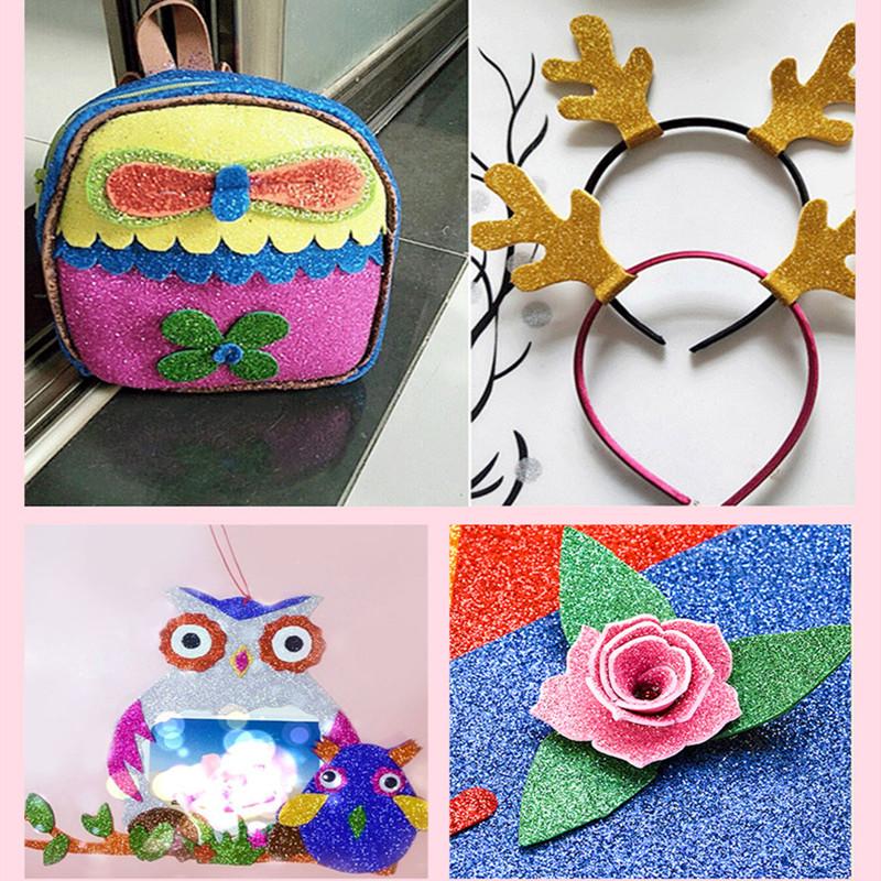 10Pcs/bag 2MM Thick A4 with Powder Sheet Material Glitter Bright Sponge Paper Foam Paper Kindergarten DIY Handmade