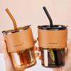 440ml Versatile And Durable Iced Coffee Cups Glass Cup With Straw And Lid For On Go Or At Home High Temperature