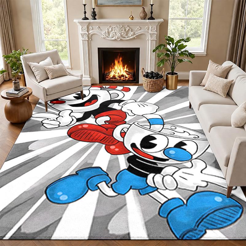 Cuphead Carpet Door Mat for Living Room or Bedroom Protective Mat Under Chair Office Decoration Christmas Gift Birthday Present