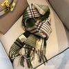 New British Wool Scarf Women's Autumn and Winter Plaid Warm Fashion Versatile Mother Scarf Gift