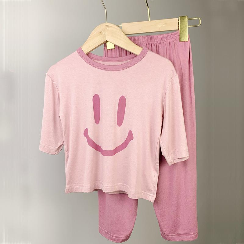 Summer Children's Pajamas Seven Points Cuff Loose Air Conditioning Clothing Boys and Girls Home Wear
